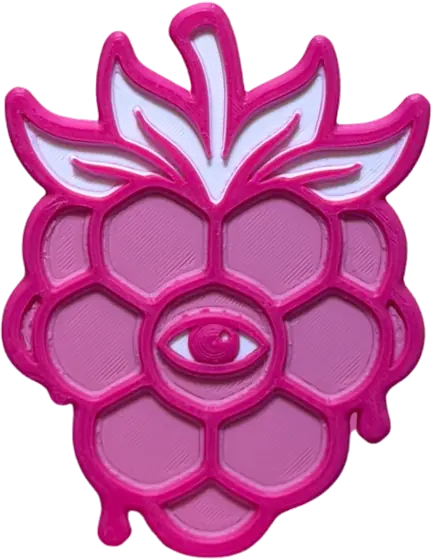 The gum berry — pink, with an eye at its center.