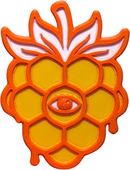 The sun berry — orange, with an eye at its center.